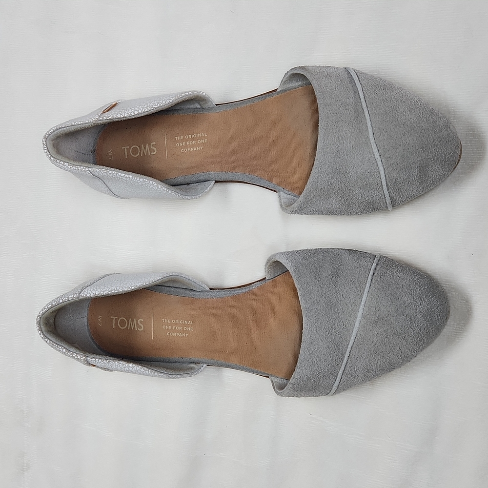 TOMS Jutti d'Orsay Flat - Drizzle Grey Suede